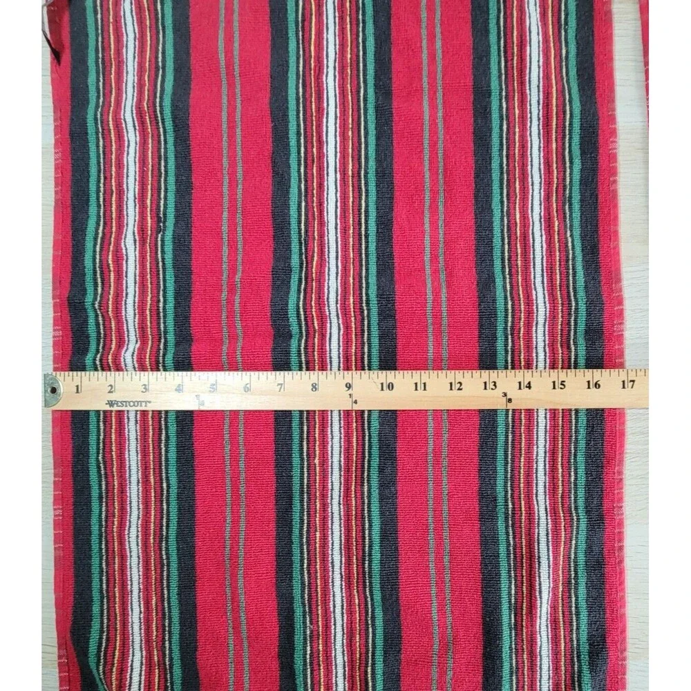 Vtg Ralph Lauren Hand Towels Lot Red Green Plaid Stripe Cotton Tartan Kitchen